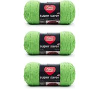 Red Heart Super Saver Lot de 3 pelotes de laine acrylique pour le tricot/crochet, 198 g, n° 4 moyenne (peignée), 333 m, vert (Spring Green)
