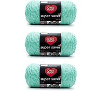 Red Heart Super Saver Lot de 3 pelotes de laine acrylique pour le tricot/crochet, 198 g, n° 4 moyenne (peignée), 333 m, bleu (Aruba Sea)
