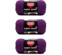 Red Heart Super Saver Lot de 3 pelotes de laine acrylique pour le tricot/crochet, 198 g, n° 4 moyenne (peignée), 333 m, violet foncé (Orchid)