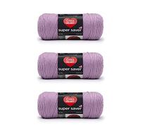Red Heart Super Saver Lot de 3 pelotes de laine acrylique pour le tricot/crochet, 198 g, n° 4 moyenne (peignée), 333 m, violet clair (Orchid)