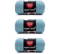 Red Heart Super Saver Lot de 3 pelotes de laine acrylique pour le tricot/crochet, 198 g, n° 4 moyenne (peignée), 333 m, bleu (Country Blue)