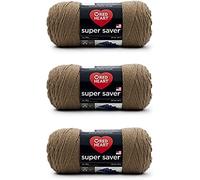 Red Heart Super Saver Lot de 3 pelotes de laine acrylique pour le tricot/crochet, 198 g, n° 4 moyenne (peignée), 333 m, café (Café Latte)