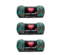 Red Heart Super Saver Lot de 3 pelotes de laine, bleu, vert et marron (Reef)