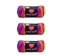Red Heart Super Saver Lot de 3 pelotes de laine, rayures vives