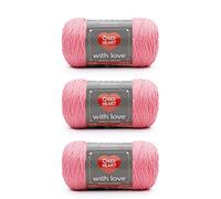 Red Heart With Love Bubblegum Lot de 3 paquets de fil acrylique 198 g - 4 moyens (peignés) - 370 m - Tricot/crochet