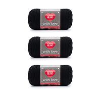 Red Heart with Love Lot de 3 paquets de fil noir acrylique 198 g 4 moyens (peigné) 370 m