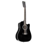 Red Hill AF-8A8C12-BK 12-String Electro-Acoustic Guitar Black High Gloss - Guitare Acoustique 12 cordes