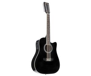 Red Hill AF-8A8C12-BK 12-String Electro-Acoustic Guitar Black High Gloss - Guitare Acoustique 12 cordes