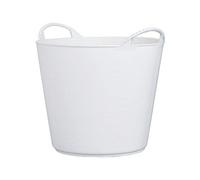 RED HOG Container Bucket Basket Flexible Flexi Multifunctional, Ecurie, Jardin, Garage, Alimentation Animale, Stockage, Transport, Arrosage, Lavage, Résistance 120 kg, 34x29,5x26,5cm 26L Blanc