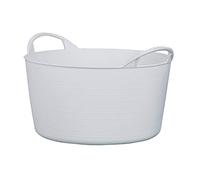 RED HOG Container Bucket Basket Flexible Flexi Multifunctional, Ecurie, Jardin, Garage, Alimentation Animale, Stockage, Transport, Arrosage, Lavage, Résistance 120 kg, 35x23x30 cm 14 L Blanc