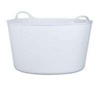 RED HOG Container Bucket Basket Flexible Flexi Multifunctional, Ecurie, Jardin, Garage, Alimentation Animale, Stockage, Transport, Arrosage, Lavage, Résistance 120 kg, 55x35x44,5cm 55L Blanc