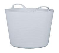 RED HOG Container Bucket Basket Flexible Flexi Multifunctional, Ecurie, Jardin, Garage, Alimentation Animale, Stockage, Transport, Arrosage, Lavage, Résistance 120 kg, 44x33x35cm 42L Blanc