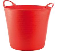 RED HOG Container Bucket Basket Flexible Flexi Multifunctional, Ecurie, Jardin, Garage, Alimentation Animale, Stockage, Transport, Arrosage, Lavage, Résistance 120 kg, 34x29,5x26,5cm 26L Rouge