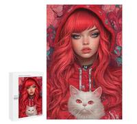 Red Hoodie with White Cat Puzzle 1000 Pièces Educa Jouet en Bois Cadeau Unique Décoration Intérieure Jeu Éducatif Challenge Toy Adultes Et Enfants À Partir De 14 Ans 1000 PCS
