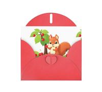 Red HYTTER Carte de vœux Motif écureuil sous le cerisier pour Noël, anniversaires et anniversaires