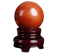 Red Jasper Crystal Ball for Home Decor, Crystals Gemstone Sphere with Wooden Stand,Quartz Stone for Feng Shui,Divination, Props,45mm