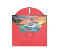 Red JKIEGOQ Carte de vœux Motif bateau de croisière 10,2 x 15,2 cm Pour Noël, Saint-Valentin, mariage, fête