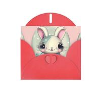 Red JKIEGOQ Carte de vœux Motif lapin Rose 10 x 15 cm