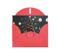 Red JKIEGOQ Carte de vœux ronde Motif arbre de Noël 10,2 x 15,2 cm pour Noël, Saint-Valentin, mariage, fête