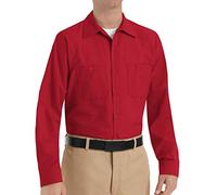 Red Kap Industrial Work Shirt, Regular Fit, Long Sleeve Chemise Longue à Bouton d'utilité Professionnelle, Rouge, S Homme