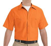 Red Kap Industrial Work Shirt, Regular Fit, Short Sleeve Chemise Longue à Bouton d'utilité Professionnelle, Orange, L Homme