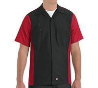 Red Kap Men's Crew Shirt, Black/Red, Short Sleeve 2X-Large Long