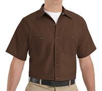Red Kap Men's Industrial Work Shirt, Regular Fit, Short Sleeve, Chocolate Brown, X-Large
