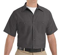Red Kap Travail Industrielle, Manches Courtes Chemise Longue à Bouton d'utilité Professionnelle, Charbon, 4XL Grande Taille Homme