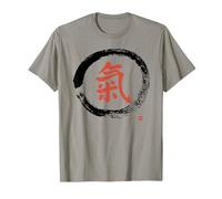 Red Ki Chi Kanji Calligraphie Lively Brossé à la Main Enso Circle T-Shirt