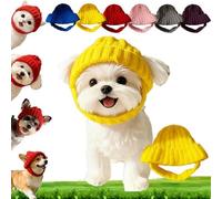 Red Knit Dog Beanie Hat with Ear Flaps, Warm Winter Hat, Soft Stretchy Knitted Snood with Ear Holes, Cozy Ear Warmer for Small Pets Cat & Puppy (Yellow)