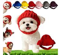 Red Knit Dog Beanie Hat with Ear Flaps, Warm Winter Hat, Soft Stretchy Knitted Snood with Ear Holes, Cozy Ear Warmer for Small Pets Cat & Puppy (Red)