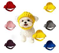 Red Knit Dog Beanie with Ear Flaps, Dogs Knitted Hat, Warm Knitting Wool Hats for Small & Medium Pet Hat, Washable Soft Stretchy Puppy Knit Cap, Cute Dog Fashion Accessory (Yellow)