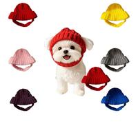 Red Knit Dog Beanie with Ear Flaps, Dogs Knitted Hat, Warm Knitting Wool Hats for Small & Medium Pet Hat, Washable Soft Stretchy Puppy Knit Cap, Cute Dog Fashion Accessory (Red)
