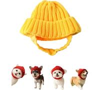 Red Knit Dog Beanie with Ear Flaps - Warm Winter Hat, Cozy Pet Knits Hats Soft and Stretchy, Warm Winter Pet Hats, for Cold Weather Outdoor Walks(Yellow,Medium)