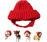 Red Knit Dog Beanie with Ear Flaps - Warm Winter Hat, Cozy Pet Knits Hats Soft and Stretchy, Warm Winter Pet Hats, for Cold Weather Outdoor Walks(Red,Small)