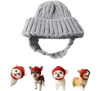 Red Knit Dog Beanie with Ear Flaps - Warm Winter Hat, Cozy Pet Knits Hats Soft and Stretchy, Warm Winter Pet Hats, for Cold Weather Outdoor Walks(Gray,Medium)
