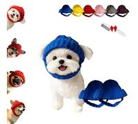 Red Knit Dog Beanie with Ear Flaps - Warm Winter Hat, Soft Knitted Hat Pet Cap, Pet Knitted Snoods with Ears Holes for Cold Weather Outdoor Walks & Photos, Indoor Outdoor Use (Blue-2PC)