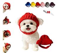 Red Knit Dog Beanie with Ear Flaps - Warm Winter Hat, Soft Knitted Hat Pet Cap, Pet Knitted Snoods with Ears Holes for Cold Weather Outdoor Walks & Photos, Indoor Outdoor Use (Red)