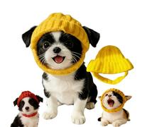 Red Knit Dog Beanie with Ear Flaps - Warm Winter Hat, Soft Wool Pet Cap with Ear Holes, Windproof for Cold Weather, Fits Small/Medium Dogs & Cats, Outdoor Walks & Photos (Yellow)