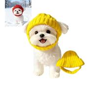 Red Knit Dog Beanie with Ear Flaps - Warm Winter Hat, Stretchy Knit Soft Ear Flaps Beanie, Cute Puppy Ear Warmer Neck Scarf, Cold Weather Dog Hat for Daily Wear & Party Gift (Yellow)