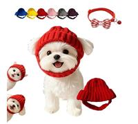 Red Knit Dog Beanie with Ear Flaps, Warm Winter Pet Hat for Small Dogs and Cats, Cozy Stretchy Pet Knit Hat and Flexible Fit, Funny Warm Knitting Wool Hats with Ear Holes for Cold Weather (Red)