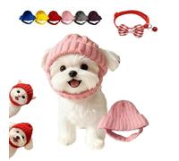 Red Knit Dog Beanie with Ear Flaps, Warm Winter Pet Hat for Small Dogs and Cats, Cozy Stretchy Pet Knit Hat and Flexible Fit, Funny Warm Knitting Wool Hats with Ear Holes for Cold Weather (Pink)