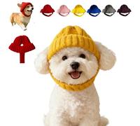 Red Knit Dog Beanie with Ear Flaps, Washable Soft Stretchy Puppy Crocheted Cap, Warm Cozy Winter Headband Pets Hat, for Indoor Outdoor Cold Weather Use