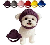 Red Knit Dog Beanie with Ear Flaps,Winter Warm Knitted Pet Hat,Cute Pet Snood Warmer Hats with Ears Holes,Christmas Stretchy Ear Cover Cap for Dogs,Soft Puppy Neck Scarf Decoration Cloth (Purple)