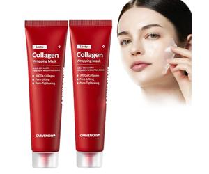 Red Lacto Lot de 2 masques enveloppants au collagène pour une peau éclatante, hydratant, pelable, soulève les pores et minimise