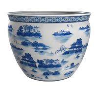 Red Lantern Oriental Furniture Bol à Poisson en Porcelaine Bleu et Blanc 30,5 cm