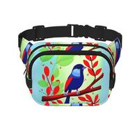 Red Leaf Bird Pattern Sac banane tendance unisexe pour le sport et le voyage, noir, taille unique