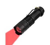 Red Led Torch, 350 Lumens Small Lamp Red Light Zoomable Waterproof 3 Modes Tactical Hunting Torch For Camping Observation, Hiking, Night Vision, Night Fishing