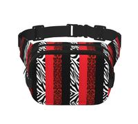 Red Leopard and Zebra Animal Unisexe Réglable Taille Carré Double Couche Sac Ceinture Sac pour Activités de Plein Air Voyage Course Randonnée, Noir , Taille unique