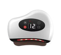Red Light Heated Muscle Scraper with 12 Vibration Levels, 3 in 1 Electric Gua Sha & Foot Scraper Tool, Rechargeable Facial & Body Massager for Neck, Back, Arms, Legs & Muscle Relief, White